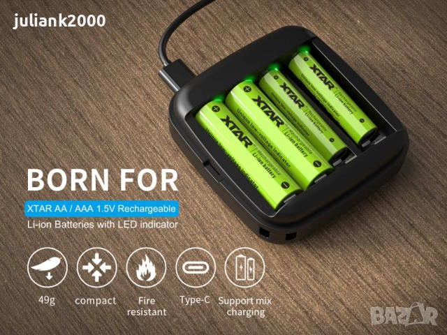 Зарядно устройство XTAR BC4 LI-ION,Ni-MH