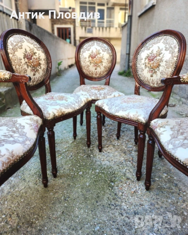 Комплект 5 класически трапезни стола, реставрирани, снимка 5 - Столове - 54540927