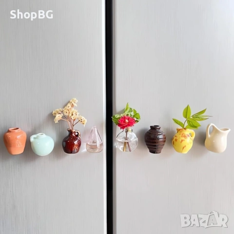 Магнитни мини вазички за хладилник „Mini Fridge Vases“ – комплект декоративни магнити, снимка 2 - Вази - 54820554