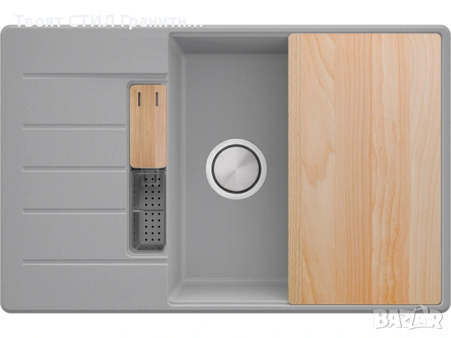 Сив кухненска мивка от гранит Копенхаген 780x500 SmartSpace Top 60