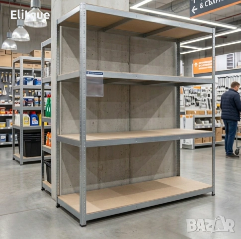 Метален гаражен стелаж HÖGLER 180x160x60 см – 4 рафта, до 1200 кг, поцинкована стомана