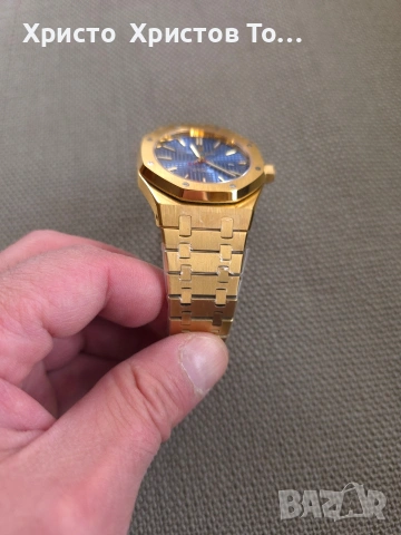 Промоция!!! Мъжки механичен часовник Yellow Gold 🪙 Audemars Piguet - Royal Oak - Blue Dial - 15202OR, снимка 3 - Мъжки - 53103757