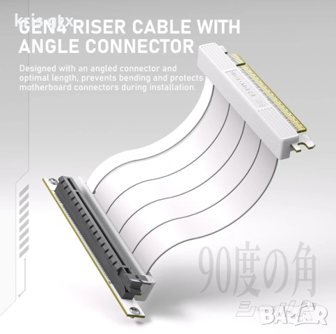 Брекет за вертикален монтаж на GPU EZDIY-FAB RGB PCIe 4.0 Riser Cable 90° White ARGB, снимка 2 - Видеокарти - 54391632