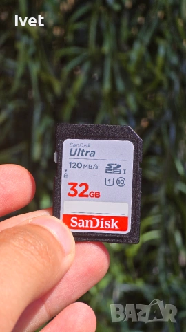 Карта памет SanDisk 32GB Ultra SDHC,120MB/s, UHS-I, C10, U1, Full HD, SD Card - отлично състояние