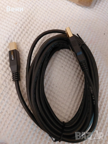 Кабел Amazon Basics USB A към B мъжки USB 2.0, позлатен, 4,8 м за принтер, снимка 7 - Принтери, копири, скенери - 54670781