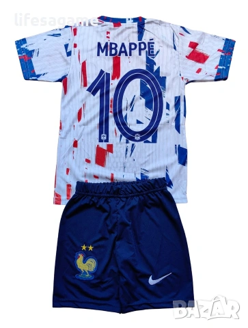 Детски футболен екип Франция тениска и къси панталони Мбапе комплект France Mbappe