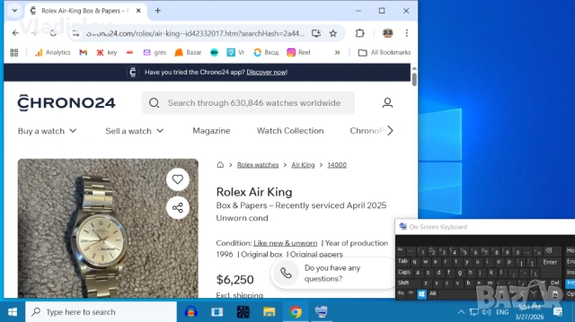 Rolex Air King 14000  Oyster Perpetual   Automatic, снимка 14 - Мъжки - 20855508