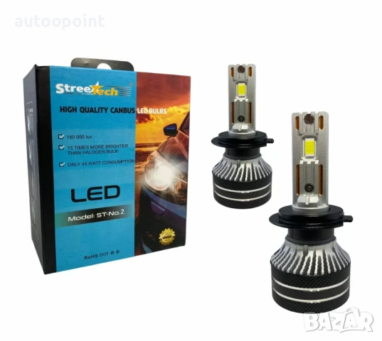 Лед крушки - Led система H7 Streetech модел STN2 за фарове - 150 000 Лукса, 45W - Canbus 6000K - 150