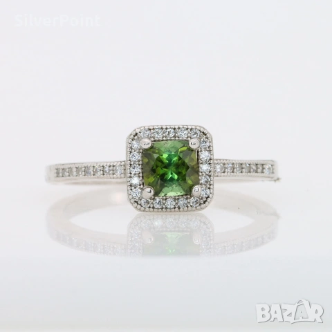 Сребърен пръстен с натурален Турмалин 0.75ct VVS със сертификат 