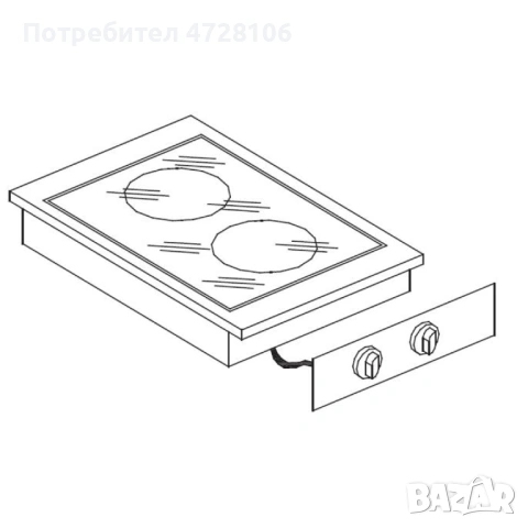 Професионален керамичен котлон за вграждане с 2 нагревателни зони