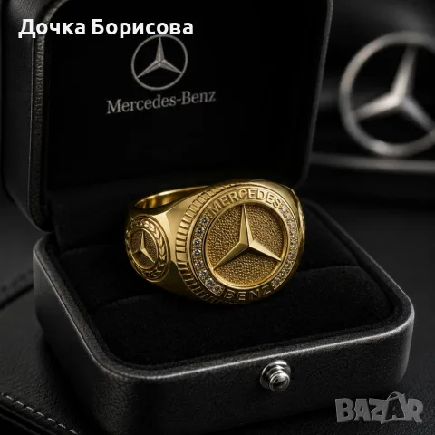 Масивен мъжки пръстен Mercedes Luxury с кристали