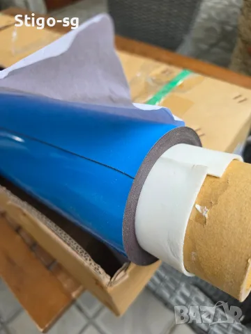 5м/59см/0.76мм -ролка от изотропен гумен магнит с гланцово синьо PVC покритие.