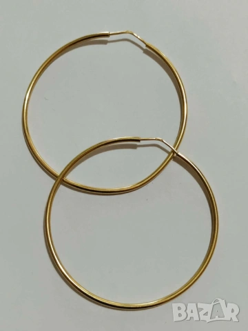 златни обици с две лица 49186-1 и халки 52368, снимка 3 - Обеци - 42367124