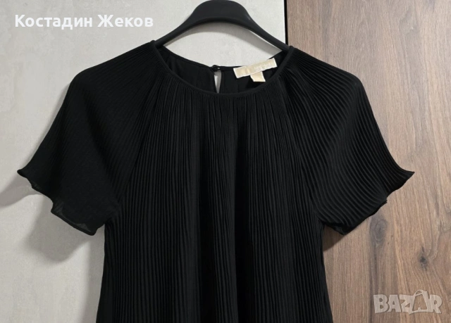 . Дамска оригинална черна плисирана рокля на Michael Kors с къс ръкав , снимка 6 - Рокли - 54846344