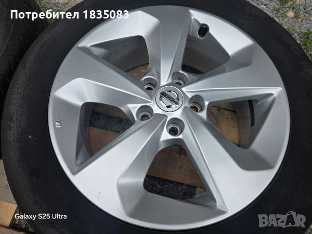 Лети джанти 17ки 5х114.3 Nissan + летни гуми 215/60/17, снимка 7 - Гуми и джанти - 54713039
