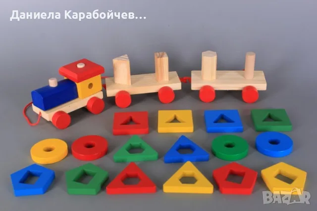 Дървено влакче с формички, снимка 2 - Образователни игри - 55512414