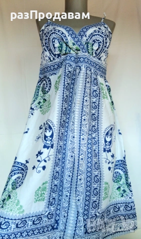 Лятна Рокля с Индийски мотиви и орнаменти на Цветя- 100% Памук- Марка- OUTFIT Fashion- Размер- M, снимка 13 - Рокли - 54967744