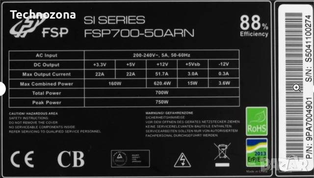 Компютърно Захранване FSP FSP700-50ARN 88+ Производител: FSP Group, снимка 4 - Захранвания и кутии - 54690662