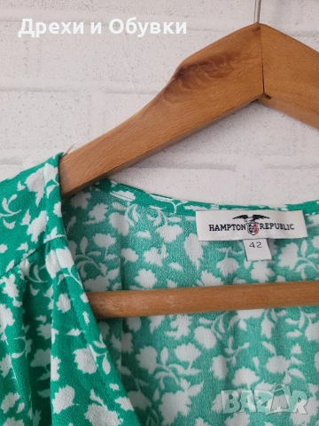 Лятна рокля зелена на цветя , снимка 4 - Рокли - 46907496