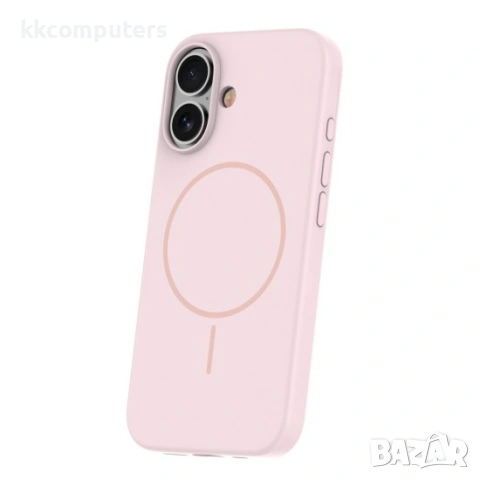 Кейс Silicone Thin Mag за iPhone 16 (6.1), светлорозов и Протектор, снимка 2 - Калъфи, кейсове - 54891020