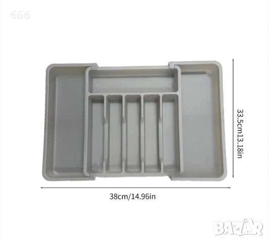 Органайзер за прибори за хранене, пластмаса, сив, 38x33.5x5 см, снимка 3 - Други стоки за дома - 54064813