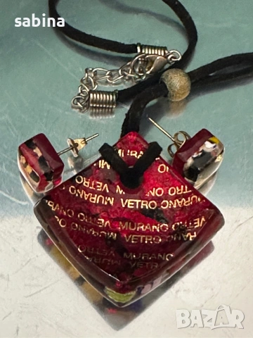 Комплект колие и обици Мурано / Murano, снимка 4 - Колиета, медальони, синджири - 55118503