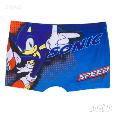 Детски бански боксерки за момчета с герой Sonic синьо червено_1250821