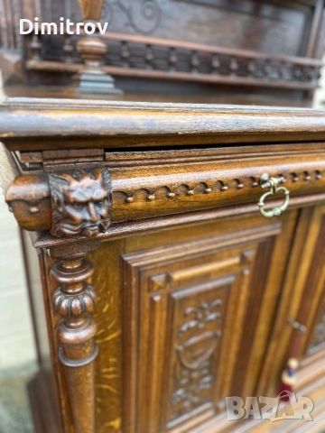 Масивен антикварен шкаф-кабинет с изключително богата ръчна резба, снимка 10 - Бюфети - 53959131