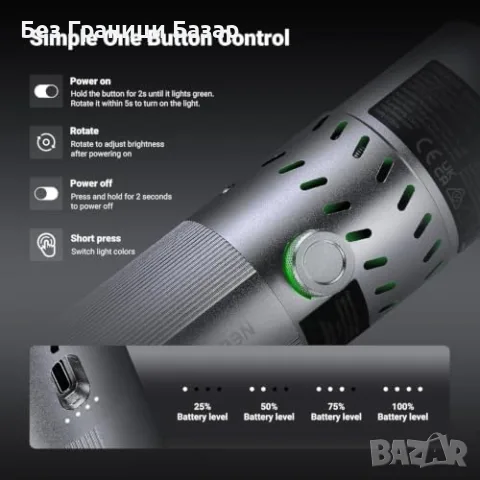 Нова Портативна RGB LED светлина NEEWER FL20 20W за TikTok YouTube студио, снимка 6 - Светкавици, студийно осветление - 55564729