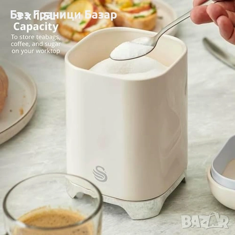 Нови Метални кутии за съхранение чай кафе захар 3 броя кремави за кухня дом, снимка 3 - Други - 54058868