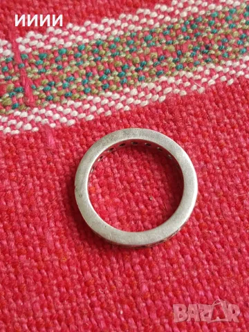 Сребърен пръстен халка с камъни , снимка 2 - Пръстени - 55429576