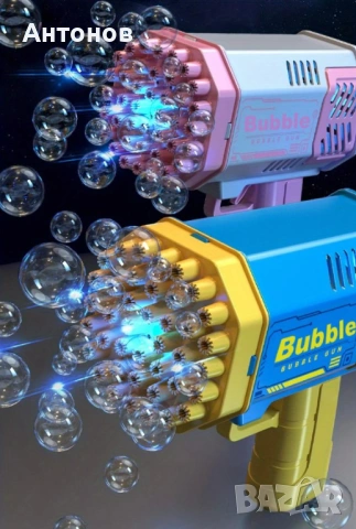 Автоматичен пистолет за сапунени балончета Bubble gun с 40 дула и LED светлина, снимка 5 - Други - 54826361