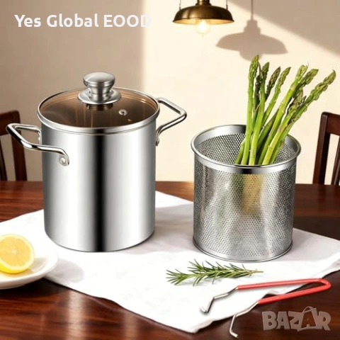 Тенджера за аспержи и паста 3L 16см с цедка Inox, снимка 7 - Съдове за готвене - 55185052