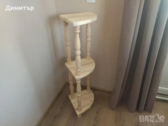 Ръчно изработена ъглова етажерка ( НАТУРАЛНА ) !!, снимка 3 - Етажерки - 55464497