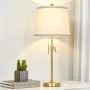 LED настолна лампа с регулируема височина и текстилен абажур (3 цветни температури), снимка 1
