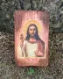 Ръчно изработена дървена икона с Исус Христос (декупаж), снимка 2