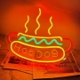 LED неонова табела „Hot Dog“ с USB, димер и окачване за стена/заведение 40×33 см, снимка 5