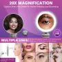 Auxmir 20X увеличително козметично огледало с акумулаторна батерия, 3 цветови режима, вендуза НОВО, снимка 5