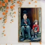 Метална табела с Чарли Чаплин от класическия филм „Хлапето“, снимка 2