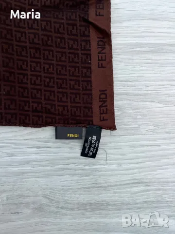Шал Fendi кафяв монограм двулицев памук Made in Japan, снимка 4 - Други - 55479435