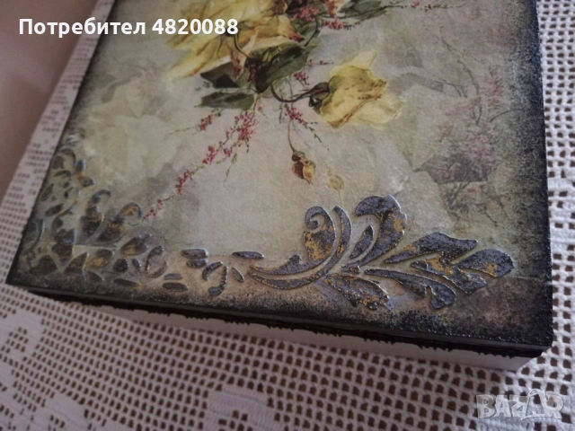 Кутия за бижута дървена ръчна декорация с релеф, снимка 3 - Други - 54495146
