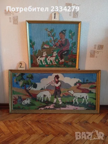 Стари български гоблени ръчно изработени., снимка 3 - Гоблени - 55477159