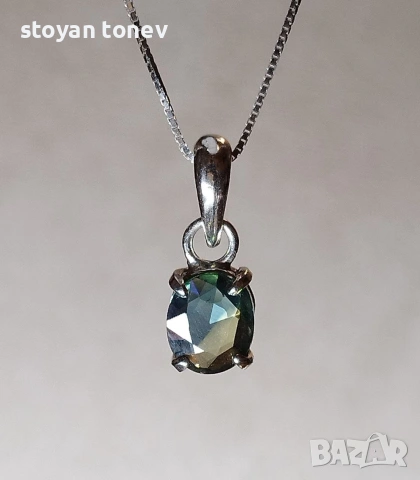 Ръчно колие с естествен австралийски двуцветен Сапфир 1.22ct VVS с верижка и Сертификат