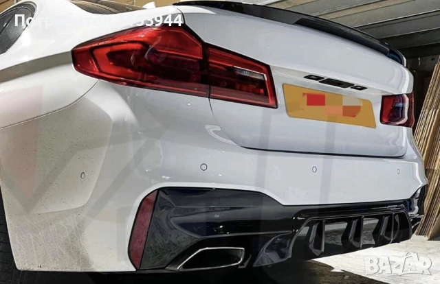 Бмв Г30 Г31 Оребрен Дифузьор / Добавка за задна броня BMW G30 G31, снимка 5 - Части - 54697950