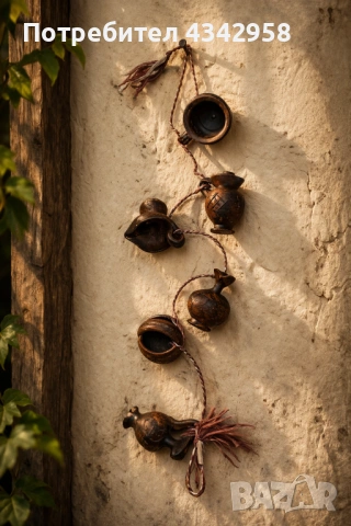 Винтажна стенна декорация с мини керамични съдове.1970-1980г.