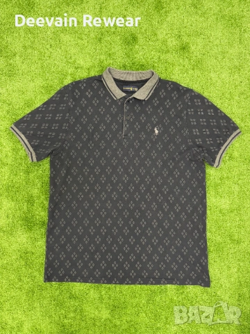 Ralph Lauren | Casual Luxury | Мъжка тениска с яка | Размер: 3XL | Черно и сиво | Като нова