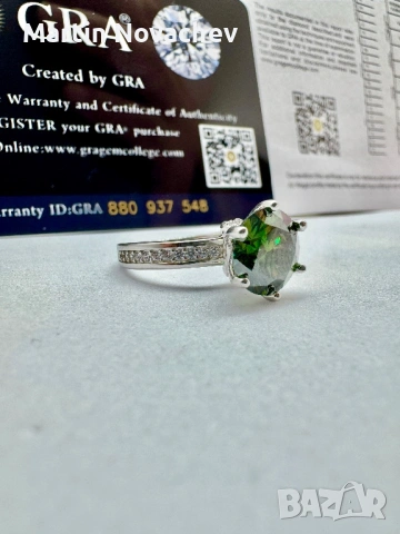 Сребърен пръстен с мойсанит (Диамант) 3 карата, снимка 6 - Пръстени - 53991226