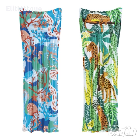 Надуваем матрак с възглавница за басейн и плаж – тропически дизайн, до 90 кг, снимка 10 - Други стоки за дома - 54957105