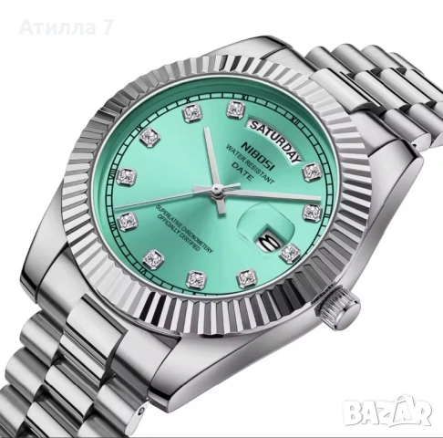 Мъжки часовник NIBOSI - елегантен с ден и дата, снимка 2 - Мъжки - 54166504