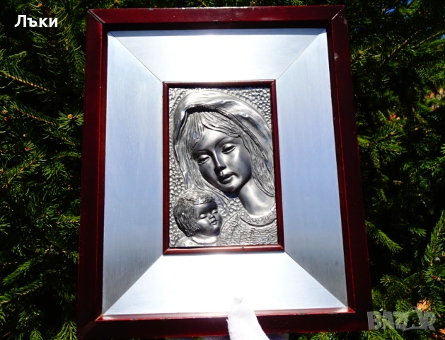 Калаена икона Богородица с Младенеца,рамка. , снимка 4 - Икони - 54413440